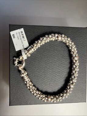Lagos Sterling Silver Beaded Rope Bracelet - Twisted Multi-Bead Design Caviar